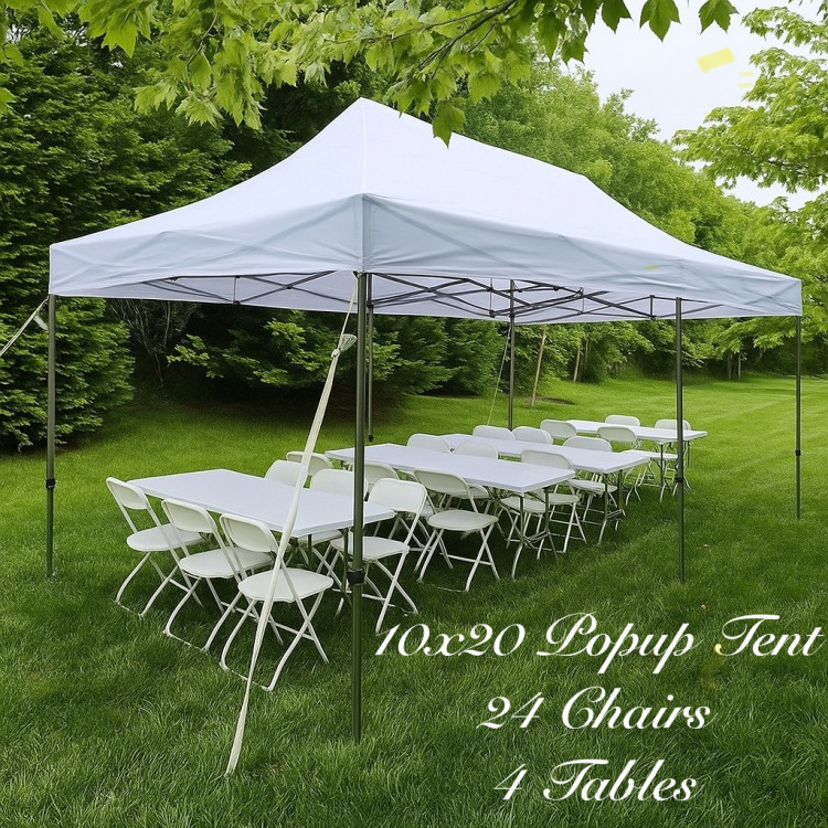 10x 20 Pop-Up Tent, 24 Chairs & 4 Tables